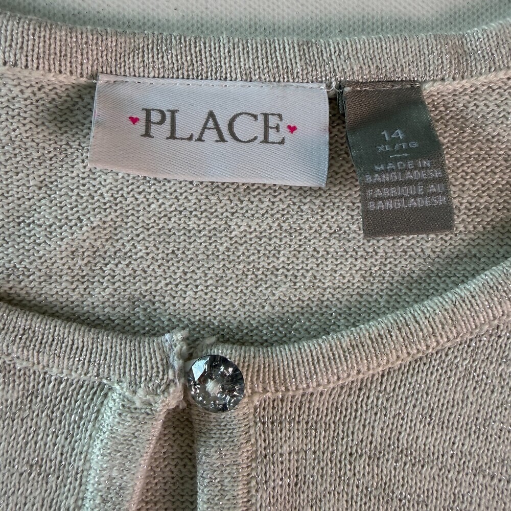 The Children's Place Girl's Sz 14 White Sparkle Shrug Crop Cardigan Sweater L/S - Picture 4 of 15